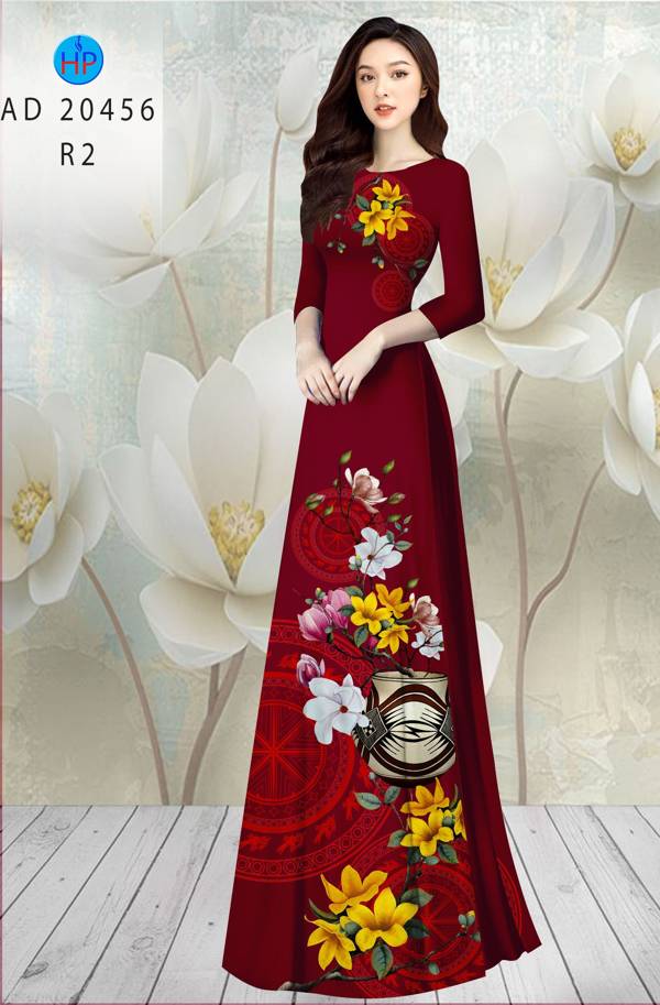 Vải Áo Dài Tết Hoa in 3D AD 20456 42